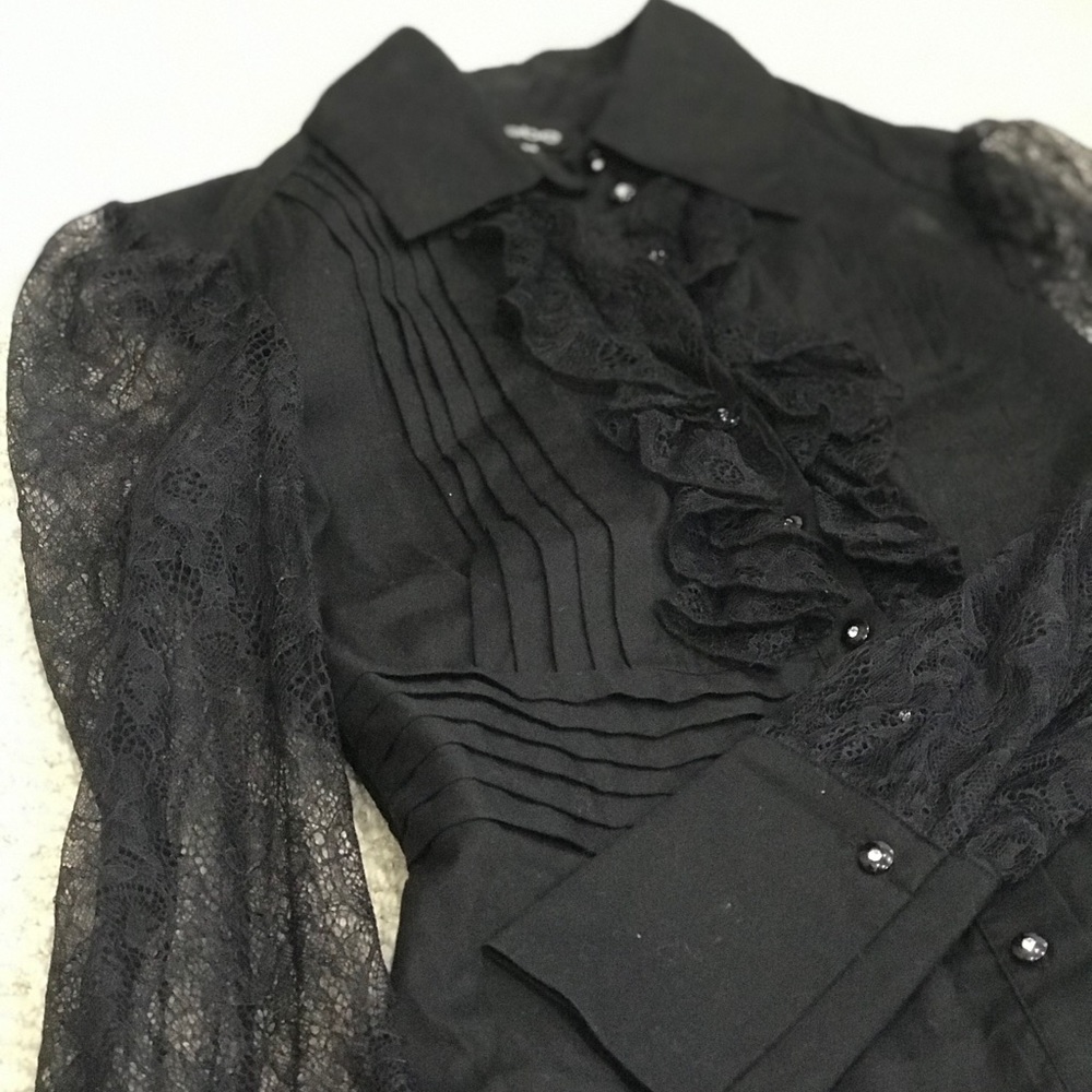 Bebe frill button down blouse